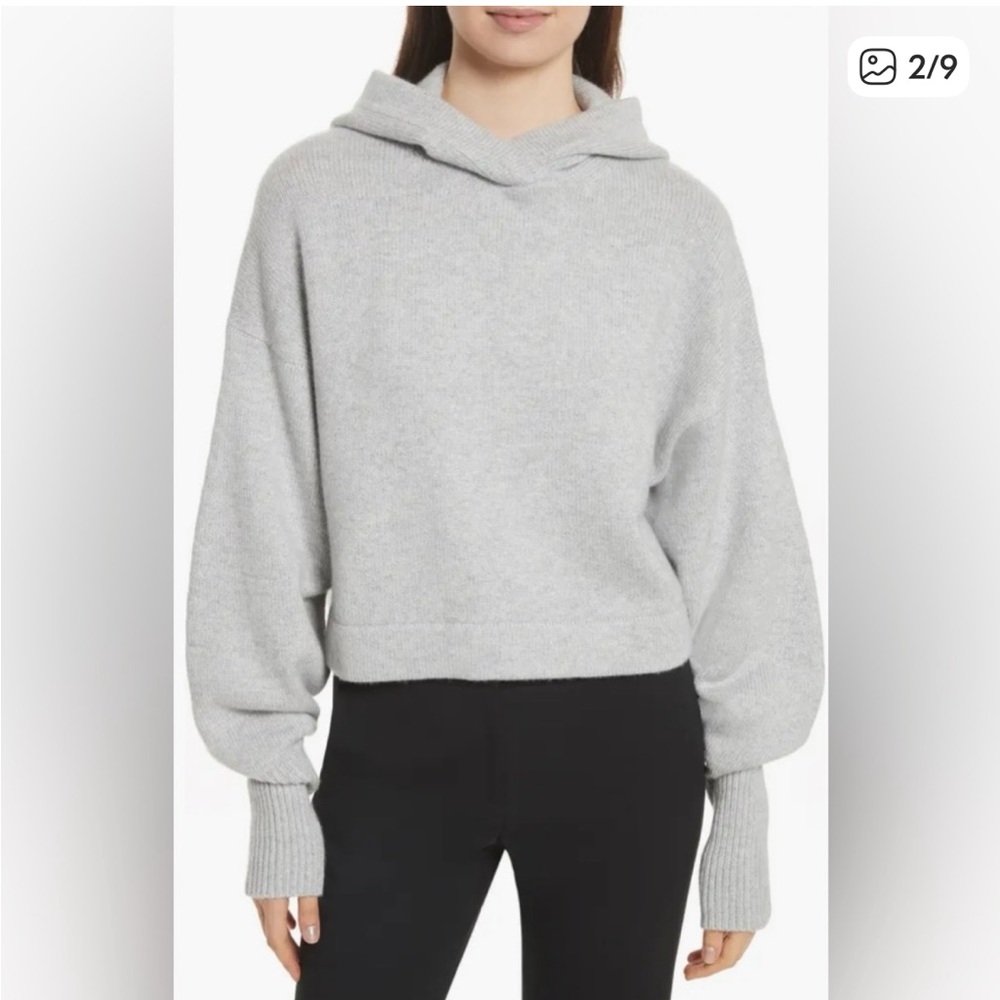 Tibi Light Gray Cashmere Hoodie Sweater - Picture 3 of 8